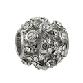 Silver owl bead with white rhinestones and hollow sphere design for DIY jewelry - Hollow Ball Full Rhinestone Bead