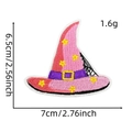 Detail view of pink wizard hat embroidered patch with precise size and weight measurements - Pink Halloween Patch 8#-Purple Star Wizard Hat