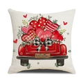 Valentinstag Kissenbezug aus Leinen mit rotem Vintage Truck und Herzmuster-Druck - 3-Kissenbezug-Roter Liebes-LKW
