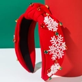 Serre-tête de Noël rouge fait main avec flocons en perles et strass brillants pour fête - Rouge