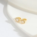 Pendientes de aro dorados minimalistas con colgante de circón redondo para mujer - Circonia Redonda Grande / Dorado