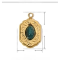 Detailed dimension chart for a vintage gold oval natural stone pendant with sizes and weight - YE161-Blue-Green Oval Stone