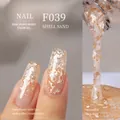 Vernis gel japonais F039 effet sable coquillage avec fragments blancs et paillettes - F039 Grès de Coquillage