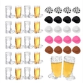 Cowboy boot plastic shot glasses set with colorful mini hats for Western theme parties - 20 Cups & 20 Hats Combo Set
