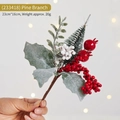 Artificial Christmas pine branch with red berries and frosted snow details, 23cm size - (233418) Snowy Pine Branch