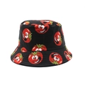 Chapeau bob réversible avec imprimé tomate dessin animé sur tissu noir pour le soleil - M (56-58cm) / Tomate Noir
