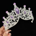Barocke silberne Braut-Tiara mit funkelnden lila Edelsteinen und Kristall-Strass - Standardgröße / Silber Violett Stein
