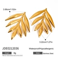 Golden leaf-shaped stainless steel earrings, waterproof and hypoallergenic, 8g weight - Stainless Steel Leaf Stud Earrings / Gold