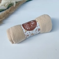 Pleated bubble cotton viscose scarf in beige with a handmade floral paper wrap - Style #54
