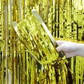 Metallic gold tinsel fringe foil curtain for wedding and party photo background decoration - 1m x 2m / Gold