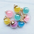 16mm colorful glass globe pendant with yellow blue pink purple beads and gold metal loop - Quicksand Mix