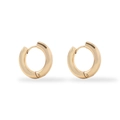 Detailed view of shiny 18K gold-plated geometric hoop earrings with polished metal texture - 4*16 Round Hoop Ear Buckle (Gold)