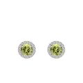 Sparkling S925 sterling silver halo stud earrings with yellow round-cut center stones - 925 Silver / Yellow Gemstone + Silver (S925 Sterling Silver)
