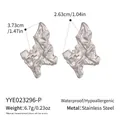 Waterproof hypoallergenic stainless steel irregular earrings in silver textured finish - Irregular Lava Texture Style (YYE023296-P)