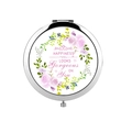 Silver folding compact mirror featuring pink watercolor roses and Happiness quote - Happiness Looks Gorgeous