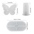 DIY resin mold set with butterfly, cylinder, and oval tray silicone molds for craft - Butterfly + Vase + Tray