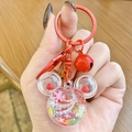 Cartoon mouse head keychain with liquid glitter sand and red metal ring charm - Mini Mickey Head Sparkle - Red