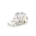 Detailed close-up of bird and floral print on a cream-colored silk baseball cap - Adjustable / 6# (Beige Flower Bird)