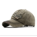 Vintage washed cotton baseball cap with 3D Los Angeles embroidery in khaki color - L (58-60cm) / Khaki