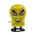 Wind-up walking vampire toy in bright yellow with spooky fangs and red eyes - Walking Devil Head / Yellow