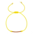 Handmade woven bright yellow adjustable cord bracelet with brown beads and gold accents - Dark Brown Accessories / Bright Yellow