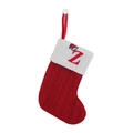 Knitted Christmas stocking with red letter Z embroidery and cozy cable knit texture - Letter Z