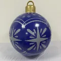 Inflatable dark blue PVC Christmas ball with silver snowflakes and gold hanging loop - Blue Silver Snowflake