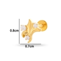 Titanium gold labret stud with three sparkling zircon stones, sized 0.8cm by 0.7cm - Winged Star Style (T2511-6#) / Gold