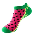 Unisex low-cut cotton socks with creative pink watermelon pattern and green contrast - One Size (36-44) / C37 Watermelon Pink