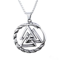 Viking Valknut dragon pendant in stainless steel with a silver box chain necklace - Valknut Dragon Pendant (No Chain) (F0305)
