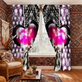 Detail of metal grommet top on velvet curtain featuring pink heart and butterfly patterns - Purple Magenta Heart Butterfly / 142*160CM (Set of 2)