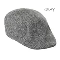 Béret gris respirant en lin avec tissu tissé texturé pour hommes et femmes - Lin Gris