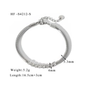 Detail view of 18K gold-plated stainless steel bracelet with dimensions and zircons - Silver