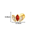 G23 Titanium flat back stud with red oval and marquise stones, size 0.76x0.48cm - 6# Gold (Red)