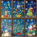 Stickers de Noël pour fenêtres avec Père Noël et renne pour décoration de fête festive - Ensemble de 6 (Père Noël Grimpant/Bonhomme de neige/Couronne/Sapin)