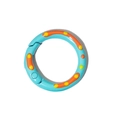 Light blue spring ring with orange stripes and yellow dots for DIY keychains - Dark Emerald