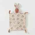 Cotton gauze baby security blanket with orange rabbit doll and cute animal prints - Cartoon Animal (Floral Rabbit)