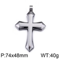Polished silver stainless steel cross pendant, size 74x48mm and 40g weight - Steel Color Pendant (Price Only) / Steel