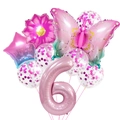 Kit ballons papillon dégradé rose avec chiffre 6 de 32 pouces pour décor anniversaire - Ensemble Papillon Rose 6