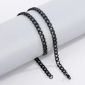 Cuban link necklace in black finish with lobster clasp on minimalist gray pedestal - 6MM Black / Bracelet