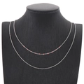 Double-layered silver O-chain necklace featuring delicate pink enamel beads for women - Pink