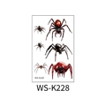 3D spider temporary tattoo sticker WS-K228 with 6 black and red realistic designs - 3D Red and Black Realistic Spiders (WS-K228)