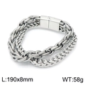 Bracelet double rang en acier inoxydable pour homme avec maille tissée et fermoir aimanté - 19cm / Acier