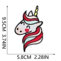 Detail showing unicorn embroidery patch dimensions 9.5x5.8cm with colorful stitching - Style 13 (Multi-color Standing Unicorn)