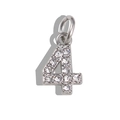 Silver stainless steel number 4 pendant with sparkling crystal rhinestones inlay - Number 4 / Silver