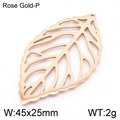 Ciondolo a foglia traforata in acciaio inossidabile oro rosa, misura 45x25mm - Oro Rosa (KLJ5830-Z) / 45*25mm
