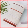 Striped cream cotton towel with brown and grey accents for premium bathroom decor - Cotton Color Thread Cream (Towel)