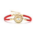Verstellbares rotes Kordelarmband mit goldenem Augenanhänger und bunten Kristallen - Runder Sonnenstrahl-Stil (CB0074CX) / Rot