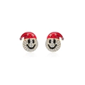 Orecchini a lobo natalizi con faccina sorridente, cappello rosso e cristalli bianchi - Perno in Argento S925 / Orecchini a Bottone con Cappello di Babbo Natale e Faccina Sorridente