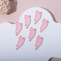 Pink cartoon cat DIY charms for earrings and jewelry making in gold metal finish - Pink